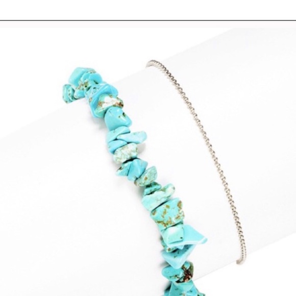 Turquoise Two Piece Anklet Set - Picture 2 of 7